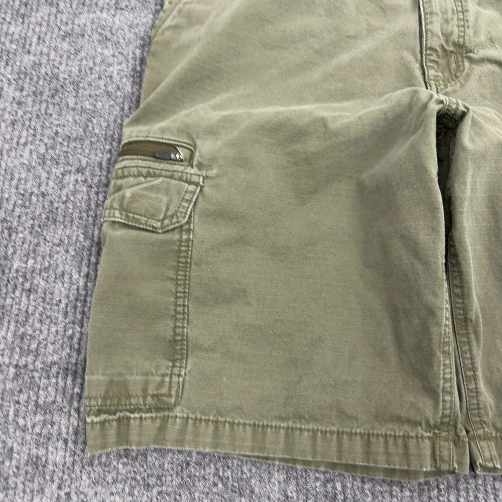 Eddie Bauer Cargo Shorts Mens 34 Green Cotton Ripstop Multi Pocket Gorpcore Hike